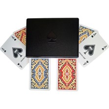 Angora Kem Kutulu Plastik Iskambil Oyun Kartı Çift Deste - Plastic Playing Cards Double Deck (Siyah)