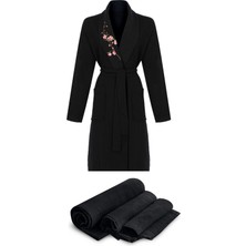 "  Bahar Akşamı Kimono Set "  Bahar  Dalı  Nakışlı  Müslin Kimono  ve Üçlü  Seyahat Havlusu