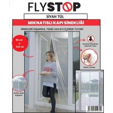 Siyah Mıknatıslı Kapı Sinekliği 90X210 cm Raptiyeli Siyah Tül