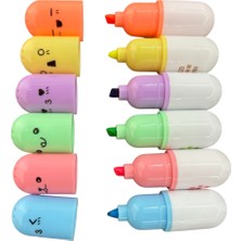 Fosforlu Kalem Mini Set 6'lı Kapsül Hap Figürlü