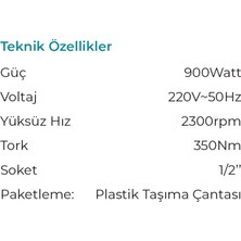 Max Extra MXP6005 - 1/2 - 350 Nm Elektrikli Somun Sökme Tabancası 900 Watt