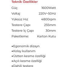 Max Extra MX8230 Gönye Kesme Makinası 255MM 1600 Watt - Pvc - Ahşap -  Metal - Alüminyum Kesme