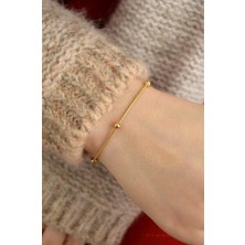 Sacce Scarves & Accessories Topçuklu Çelik Bileklik Ince Gold