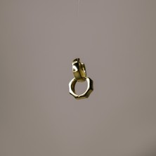 Star Silver 925 Ayar Gümüş Beşgen Gold Kaplama Küpe