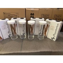 Luxury 43756 Vakumlu Cam Kavanoz - Cam Erzak Saklama Kabı 4 Lü Beyaz 1 Adet