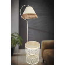 Teknotrust Ayd. Lambader Gold Sehpalı Elips Krem Sarı Patine (Gold Çember) Krem Şapka Sarı Püsküllü