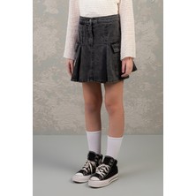 Songül Berik Kız Çocuk  Denim Şort Etek (Füme)