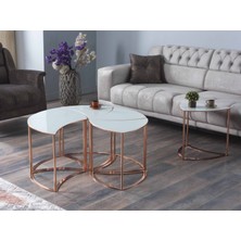 Premium Modern Yuvarlak Sehpa 6 Lı Takım