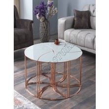 Premium Modern Yuvarlak Sehpa 6 Lı Takım