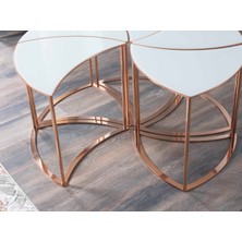Premium Modern Yuvarlak Sehpa 6 Lı Takım