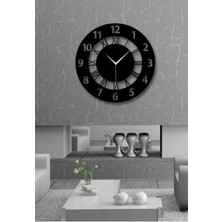 Siyah Ahşap Yuvarlak Roma Rakamlı Duvar Saati Salon Oturma Yatak Odası Ofis Için 40X40 Duvar Dekoru