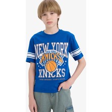 DeFacto NBA New York Knicks Bisiklet Yaka Kısa Kollu Tişört Erkek Çocuk E4839A825SM