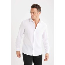 DeFacto Çabuk Kuruyan Modern Fit Polo Yaka Dokulu Esnek Kumaş Uzun Kollu Gömlek D7246AX25SP