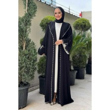 Taş Detaylı Abaya 70007 Siyah