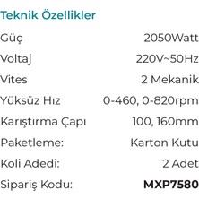 Max Extra MXP7580 Profesyonel Elektrikli Boya Harç Karıştırma Mikseri Makinası 2050 Watt