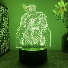 De Beers Anime LED Işık Berserk Guts Figürü Yatak Odası Dekoratif Gece Lambası Doğum Günü Hediyesi Çocuk Odası 3D Masa Lambası Manga Berserk (Yurt Dışından)