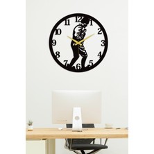 Atatürk Kocatepe Metal Siyah Ev & Ofis Duvar Saati - Hediyelik Saat - 50 x 50 cm