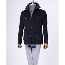 Terzi Adem Altun İtalyan stil slim fit kadife spor erkek mont siyah T13343