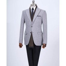 Italyan Stil Slim Fit Sivri Yaka Erkek Ceket Siyah T13216