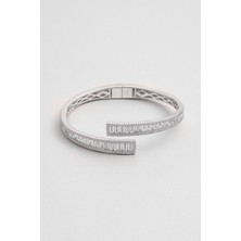 Aura 18 Ayar Beyaz Altın Kaplama Gümüş Kelepçe Bileklik