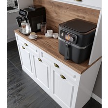 Guneystore - Gözde Kahve Köşesi - 140  cm   Komple Mdf Mutfak Dolabı - Çok Amaçlı Dolap - LED Aydınlatmalı - Ücretsiz Montaj