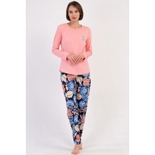 Vienetta Pembe Kadın Uzun Kollu Pamuklu Pijama Takımı