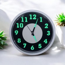 Fosforlu Gece Karanlıkta 5 Saat Parlayan Duvar Saati Çap 22 cm Plastik