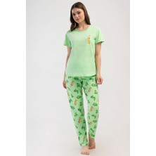 Vienetta Bataklık Yeşili Kadın Kısa Kollu Pijama Takımı