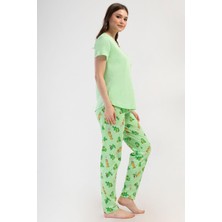 Vienetta Bataklık Yeşili Kadın Kısa Kollu Pijama Takımı