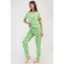 Vienetta Bataklık Yeşili Kadın Kısa Kollu Pijama Takımı