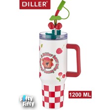 Vagonlife Dıller Quencher Cup 1200 ml Pipetli/rahat Içim Kulplu Paslanmaz Çelik Termos -FFDILLERD9221