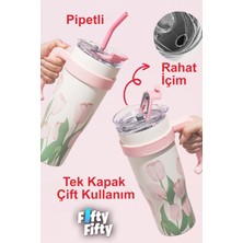 Vagonlife Dıller Quencher Cup 1200 ml Pipetli/rahat Içim Kulplu Paslanmaz Çelik Termos -FFDILLERD9120