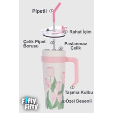 Vagonlife Dıller Quencher Cup 1200 ml Pipetli/rahat Içim Kulplu Paslanmaz Çelik Termos -FFDILLERD9120