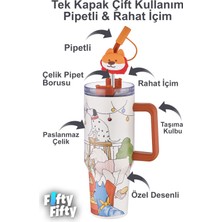 Vagonlife Dıller Quencher Cup 1200 ml Pipetli/rahat Içim Kulplu Paslanmaz Çelik Termos -FFDILLERD9222