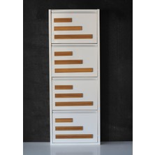 Formet 4 Raflı Mdf Dekorlu Metal Ayakkabılık