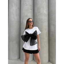 Ithal Süprem Kumaş Organze Tül Detaylı Tasarım Tshirt