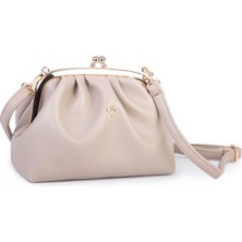 Nas Bag Mini Omuz ve Çapraz Vintage Burslu Çanta (23X15 Cm)  Kum Lopez