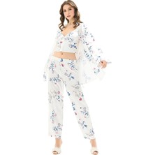 Moongirl Kadın Saten Üçlü Pijama Takım