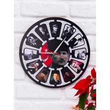 Dekoratif Ahşap Duvar Saati Salon,ofis,büro,ev Şık Tasarım-Parçalı Atatürk