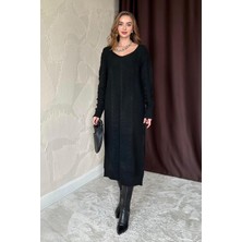 Elbee Fashion Woman Siyah Triko Kazak Elbise