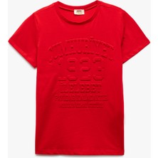 Koton Pamuklu Kısa Kollu Bisiklet Yaka Cumhuriyet Kabartma Baskılı Tişört