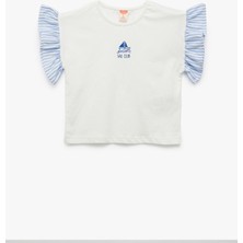 Koton Kısa Kollu Fırfır Detaylı Baskılı Pamuklu Tişört