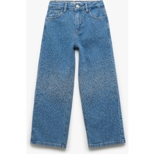 Koton Pamuklu Cepli Taş Detaylı Geniş Paça Denim Pantolon