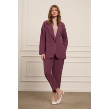Ftz Women Kadın Keten Ceketli Takım Mürdüm 30777