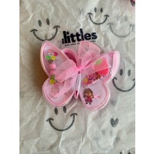 The Littles Kids Kız Çocuk Pembe Fiyonklu Kelebek Kutulu Sıkıştırmalı Küpe Ayarlanabilir Yüzük ve Yan Toka Bijuteri Seti