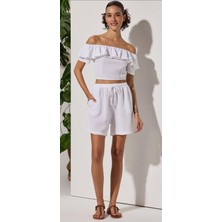 White by Nature Normal Bel Standart Beyaz White Kadın Şort 332848