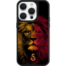 Galatasaray iPhone 15 Pro Uyumlu Galatasaray Sarı Kırmızı Parçalı Aslan Lisanslı Telefon Kılıfı