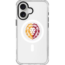 iPhone 16 Uyumlu Galatasaray Parçalı Aslan Şeffaf Magsafe Lisanslı Telefon Kılıfı
