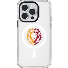 Galatasaray iPhone 14 Pro Uyumlu Galatasaray Parçalı Aslan Magsafe Lisanslı Telefon Kılıfı