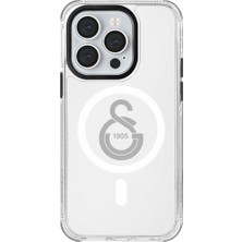 Galatasaray iPhone 14 Pro Uyumlu Galatasaray Tek Renk Gri Arma Magsafe Lisanslı Telefon Kılıfı